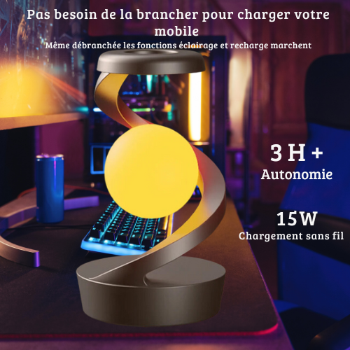 LeviLux Pro™:Fusionnez magie et technologie avec la lampe lévitante et un chargeur